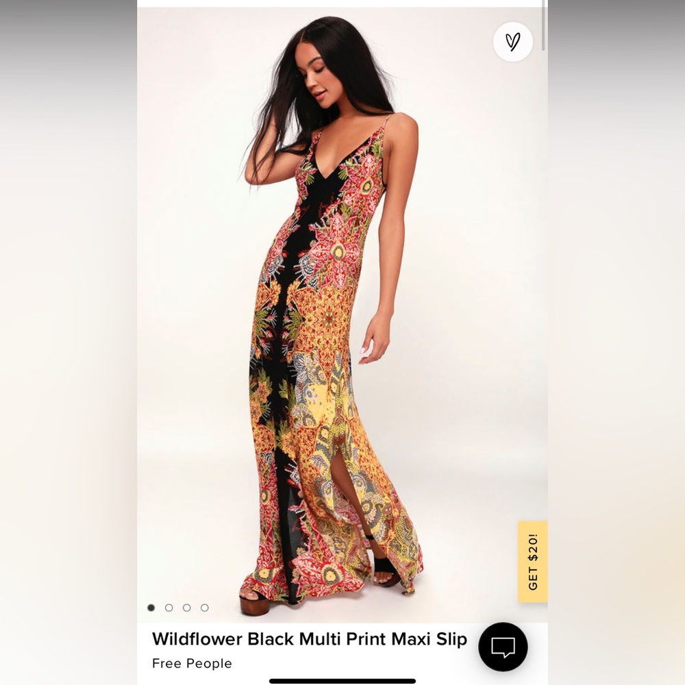 Free People Maxi Dress - Wildflower Printed Slip Dress in Black